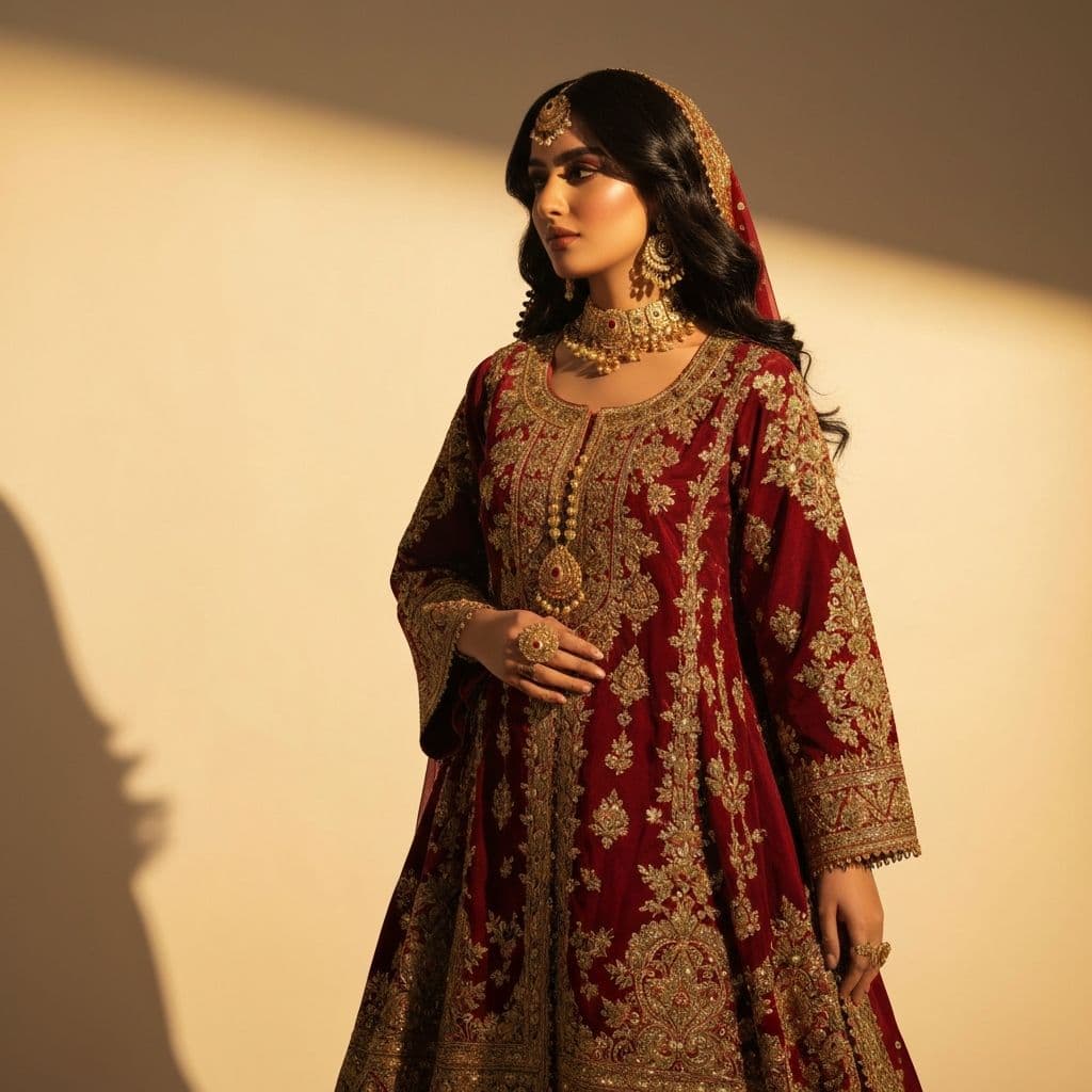 Elegant Afghan dress with intricate embroidery